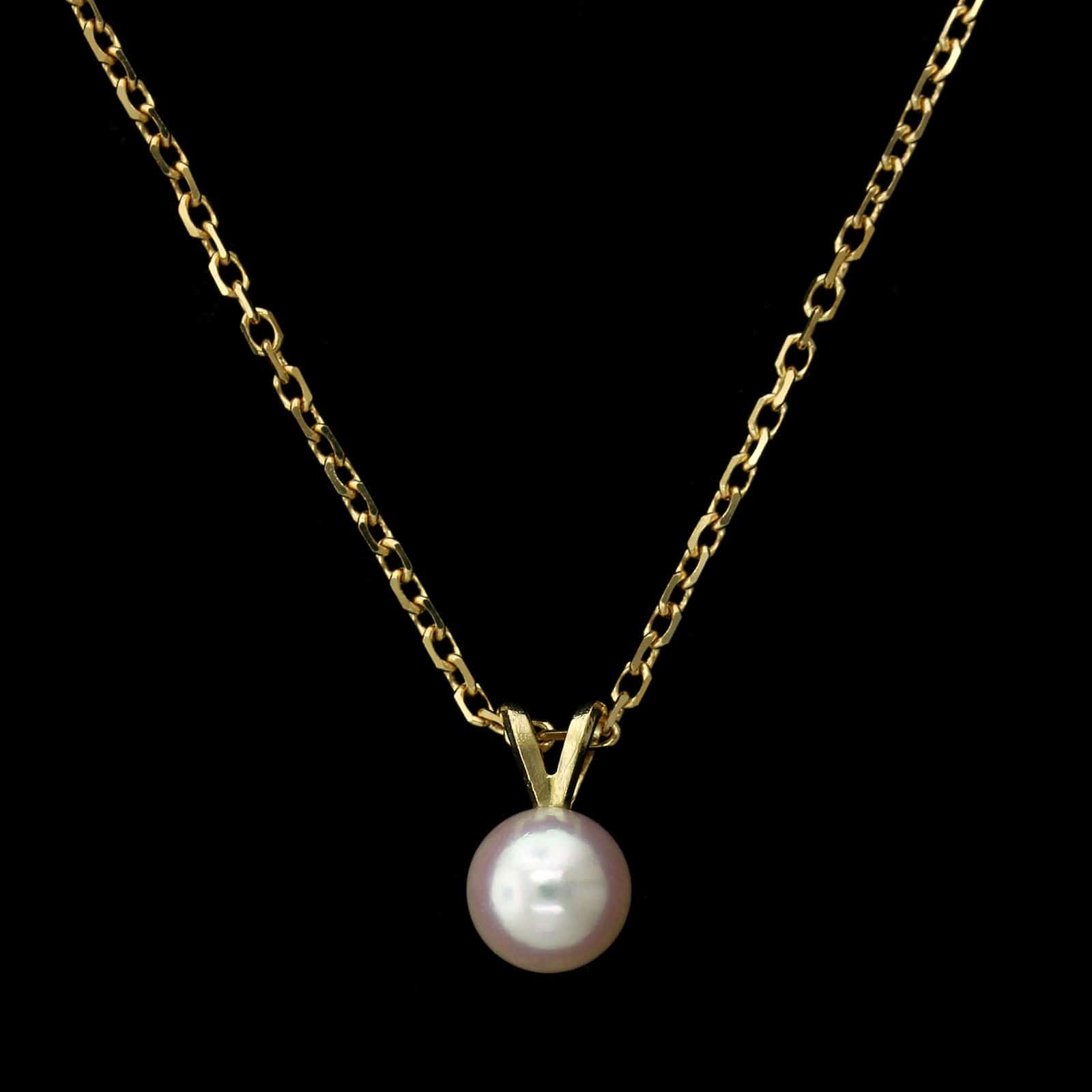 Mikimoto 18K Yellow Gold Estate Cultured Pearl Pendant Necklace