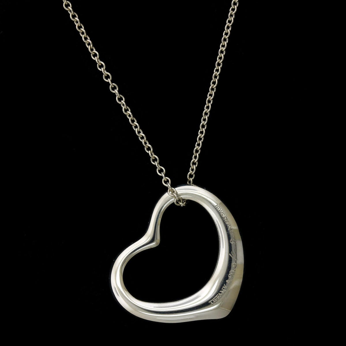 Tiffany & Co. Elsa Peretti Sterling Silver Estate Open Heart Pendant