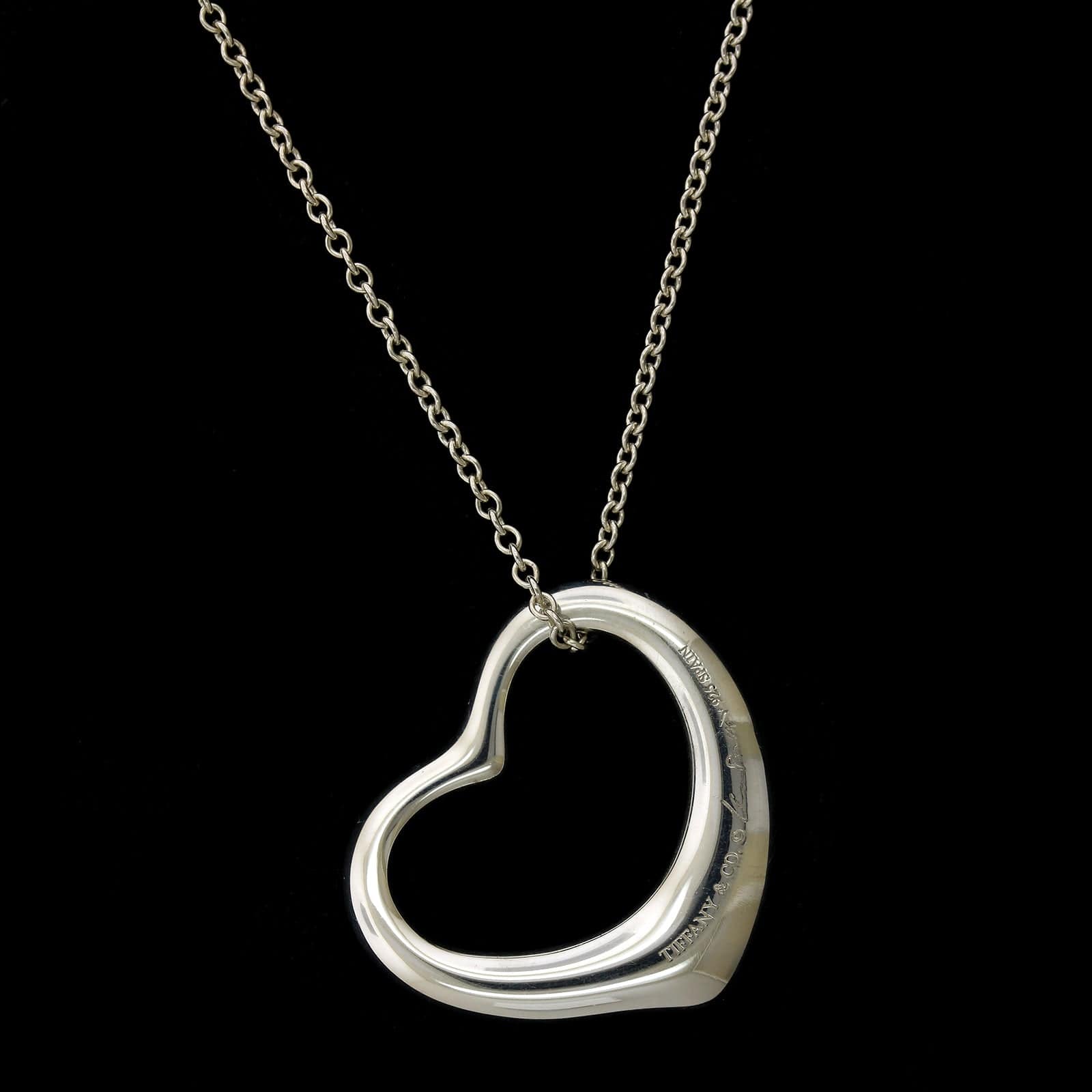 Tiffany & Co. Elsa Peretti Sterling Silver Estate Open Heart Pendant