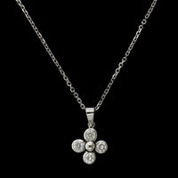 14K White Gold Estate Diamond Clover Pendant