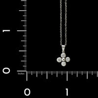 14K White Gold Estate Diamond Clover Pendant