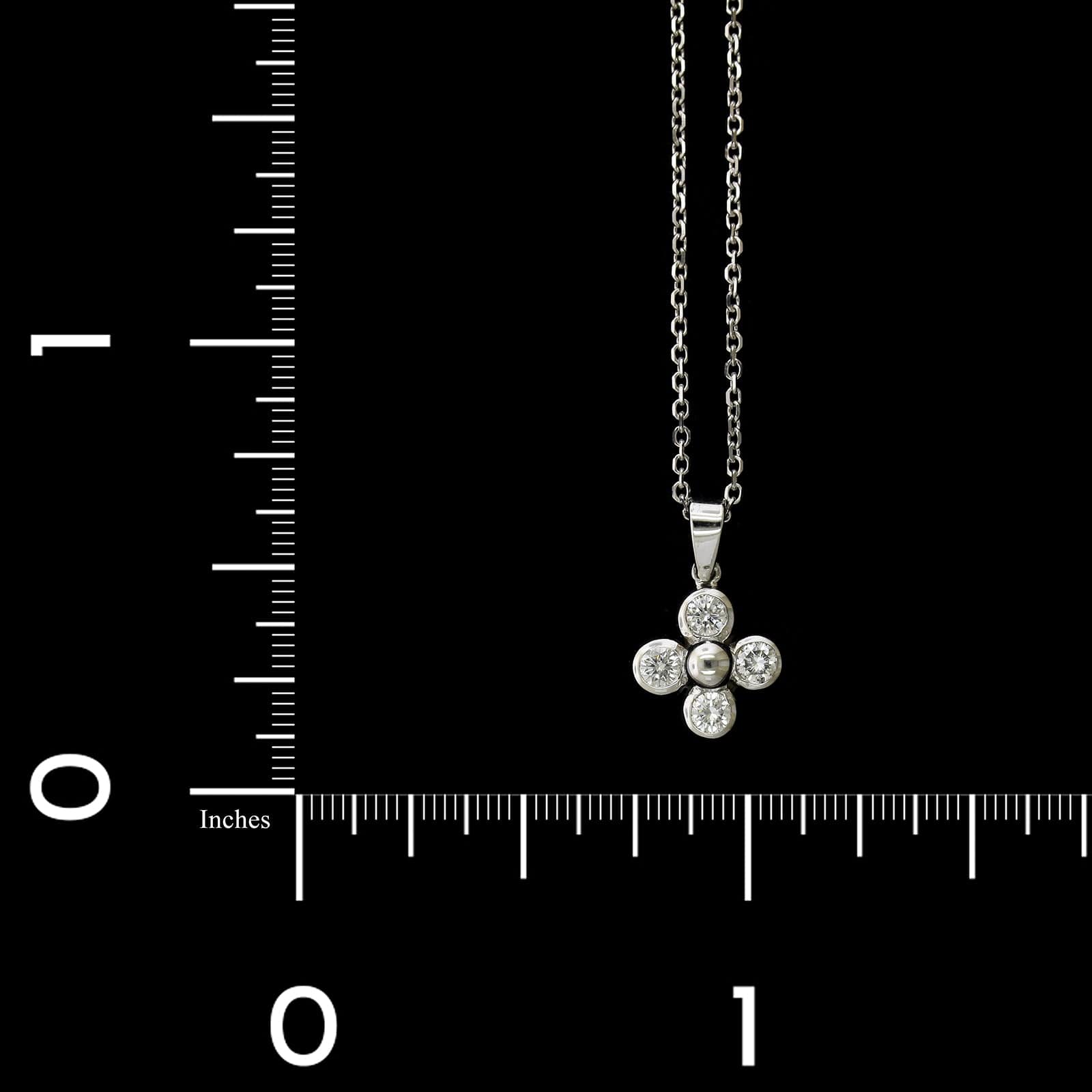 14K White Gold Estate Diamond Clover Pendant