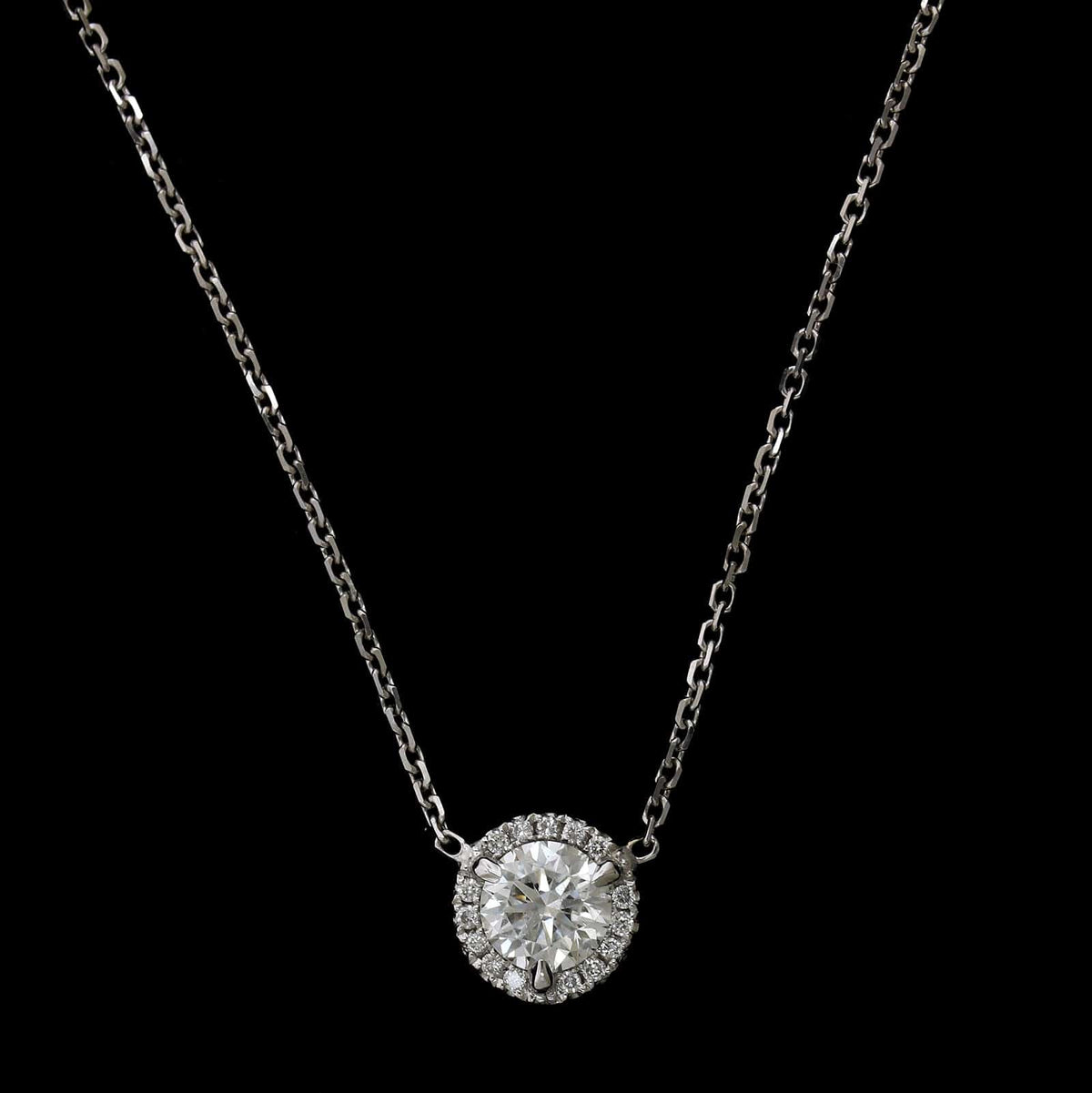 18K White Gold Estate Diamond Pendant Necklace