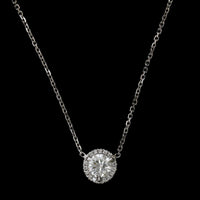 18K White Gold Estate Diamond Pendant Necklace