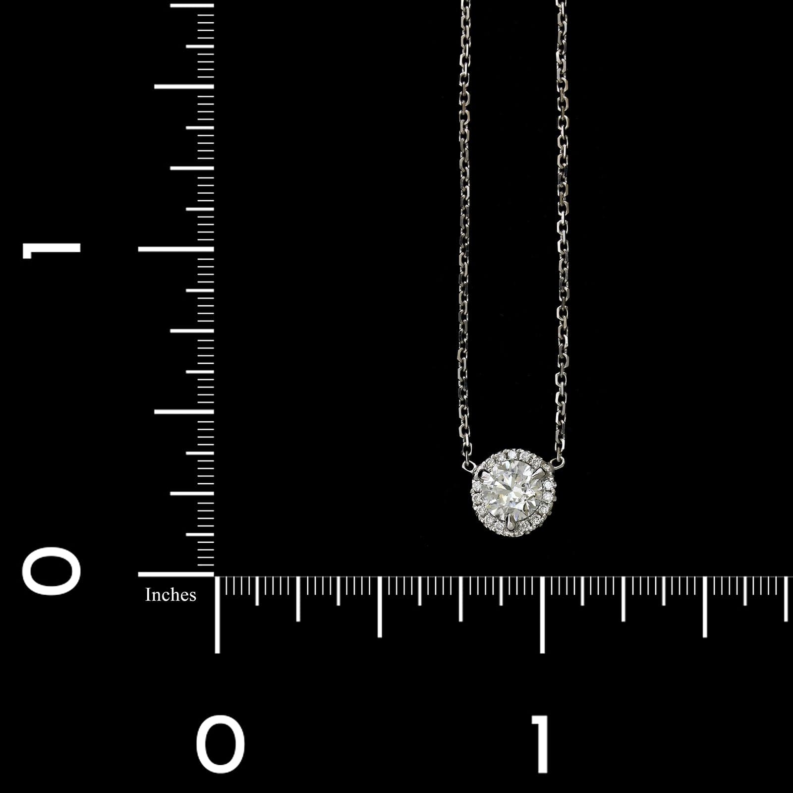 18K White Gold Estate Diamond Pendant Necklace