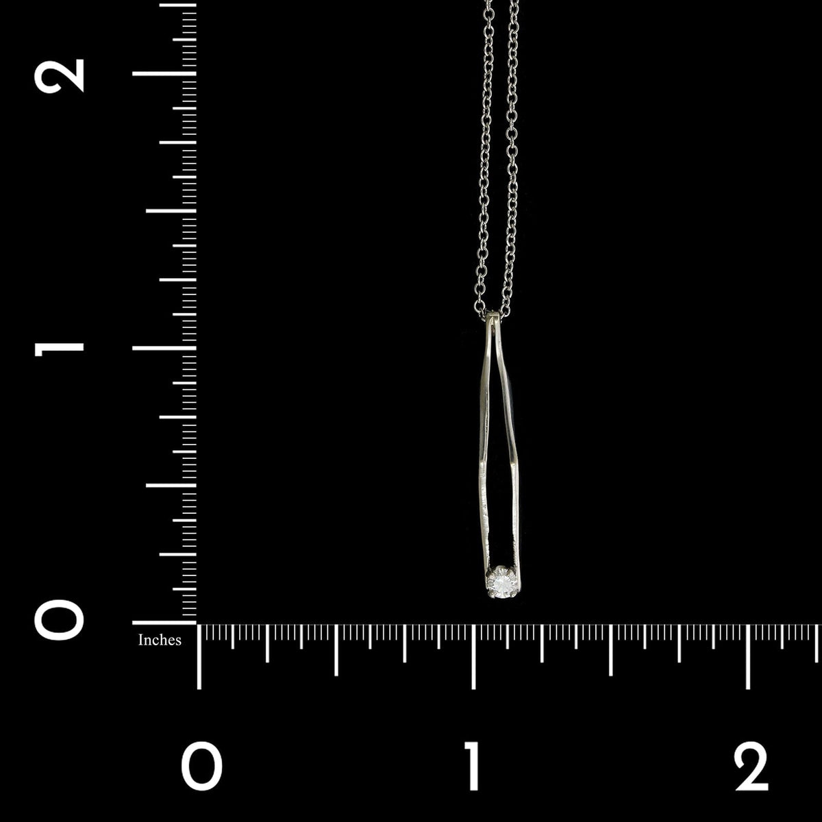 14K White Gold Estate Diamond Tweezer Pendant