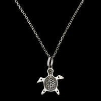 14K White Gold Estate Diamond Turtle Pendant