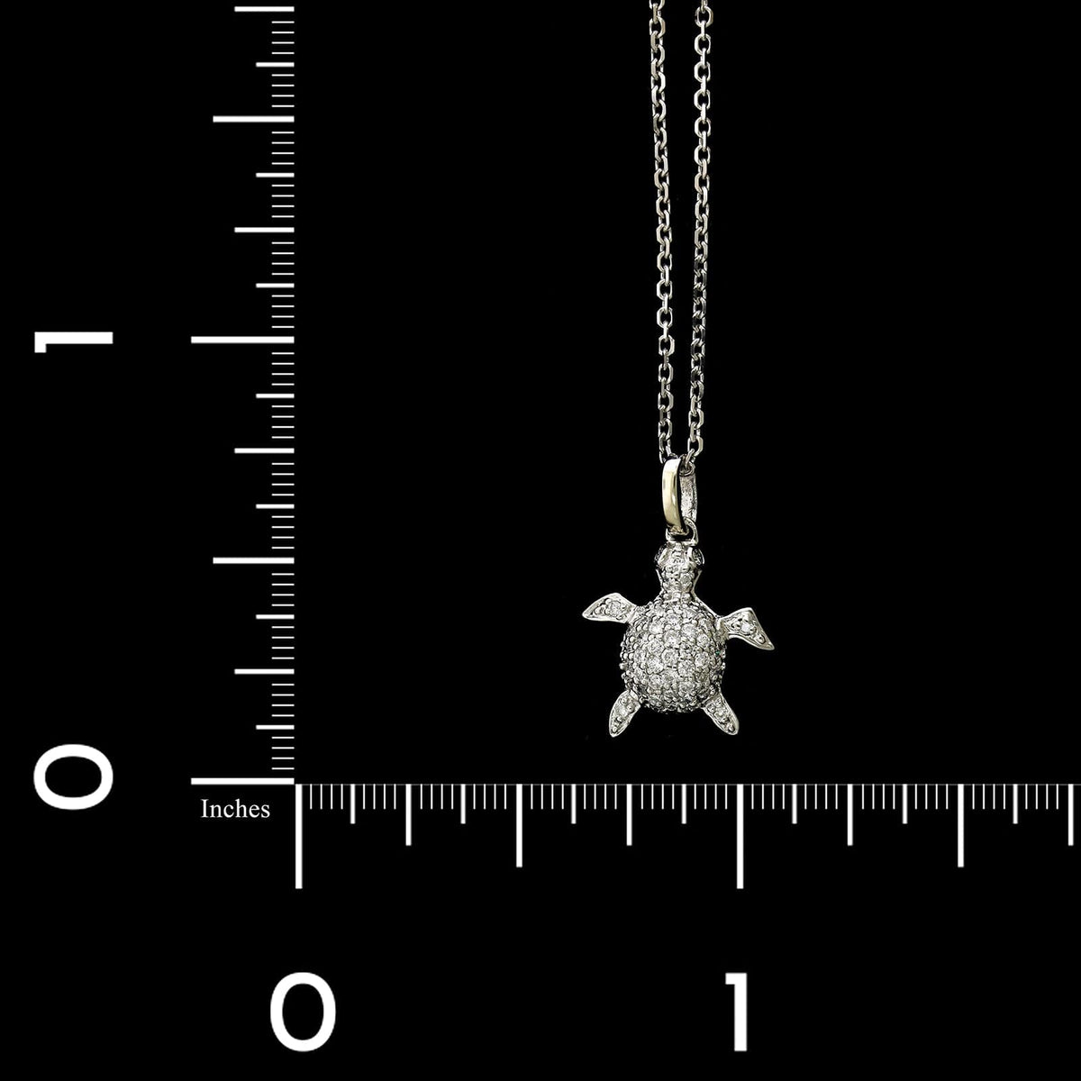 14K White Gold Estate Diamond Turtle Pendant