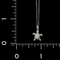14K White Gold Estate Diamond Turtle Pendant