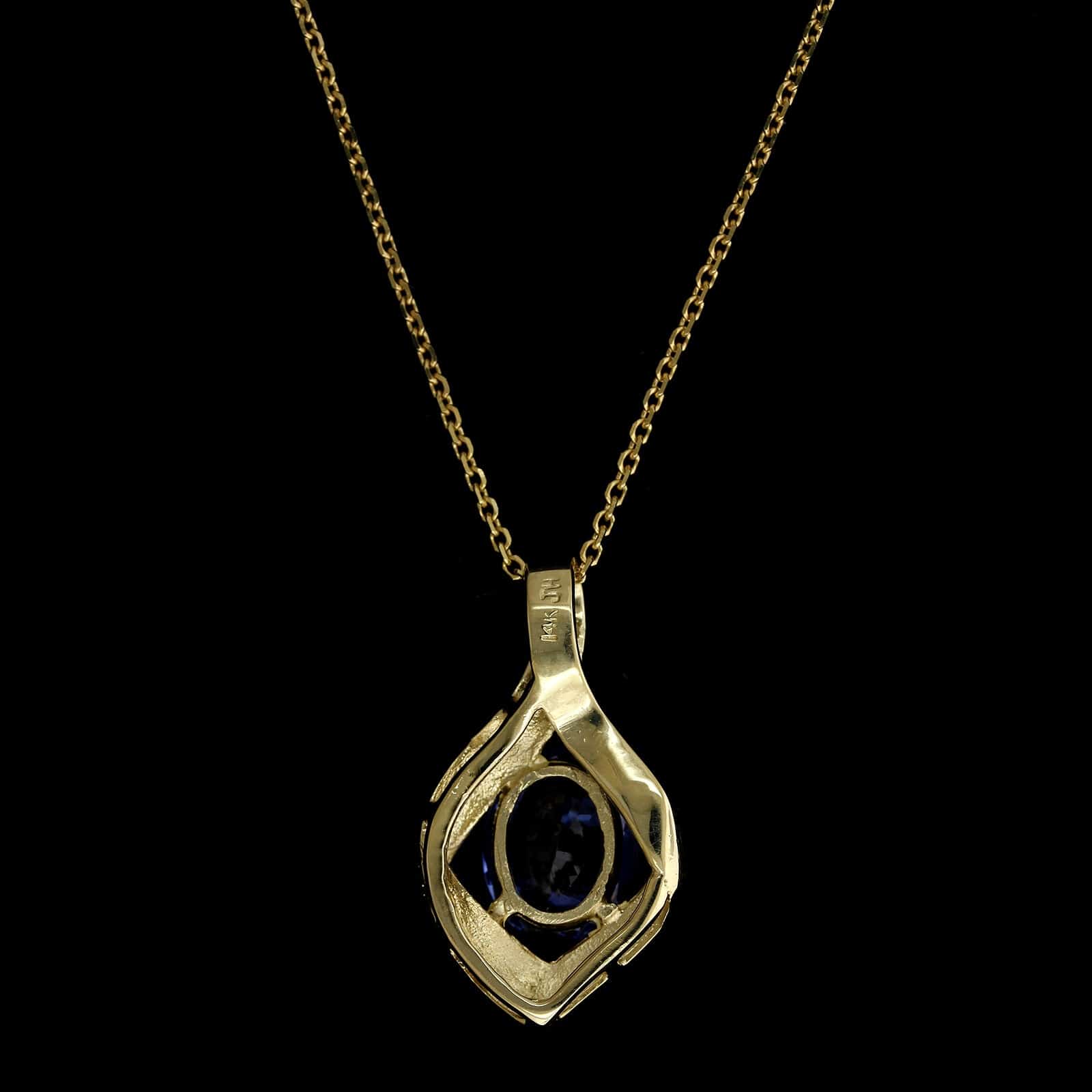 14K Yellow Gold Estate Tanzanite Pendant