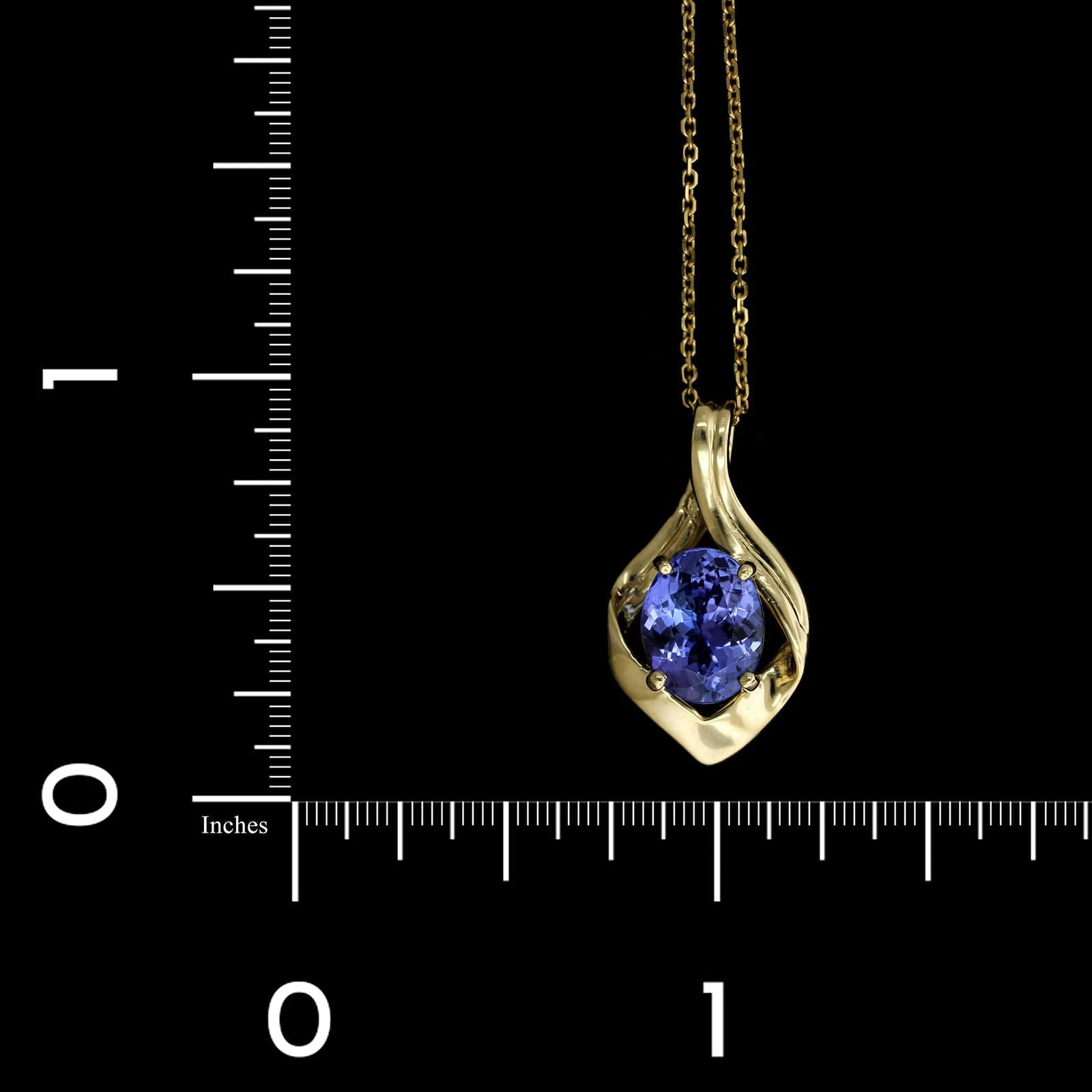 14K Yellow Gold Estate Tanzanite Pendant