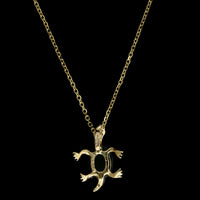 14K Yellow Gold Estate Jade Turtle Pendant