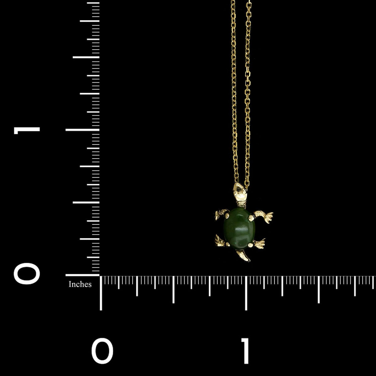 14K Yellow Gold Estate Jade Turtle Pendant
