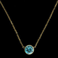 14K Yellow Gold Estate Blue Zircon Pendant