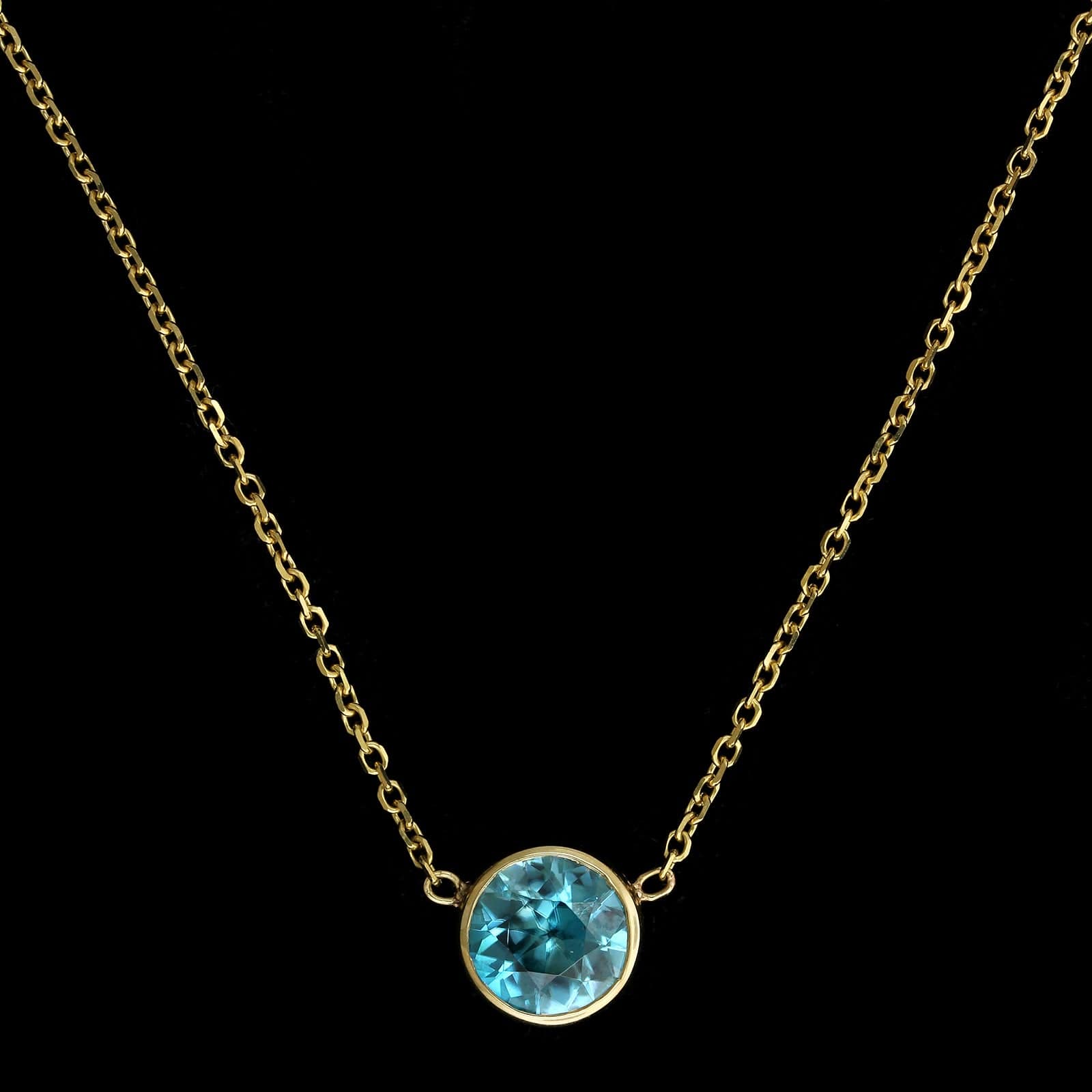 14K Yellow Gold Estate Blue Zircon Pendant