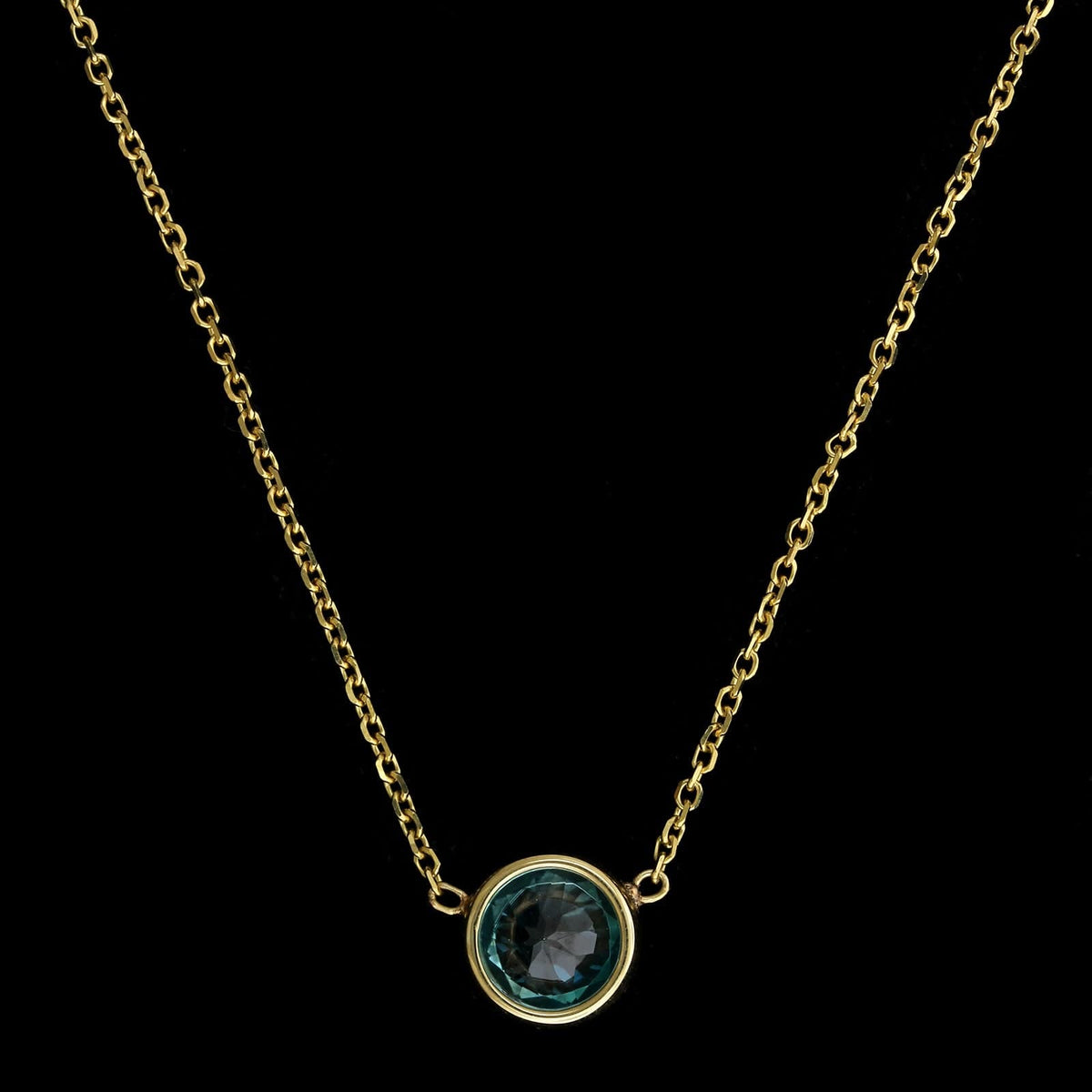 14K Yellow Gold Estate Blue Zircon Pendant