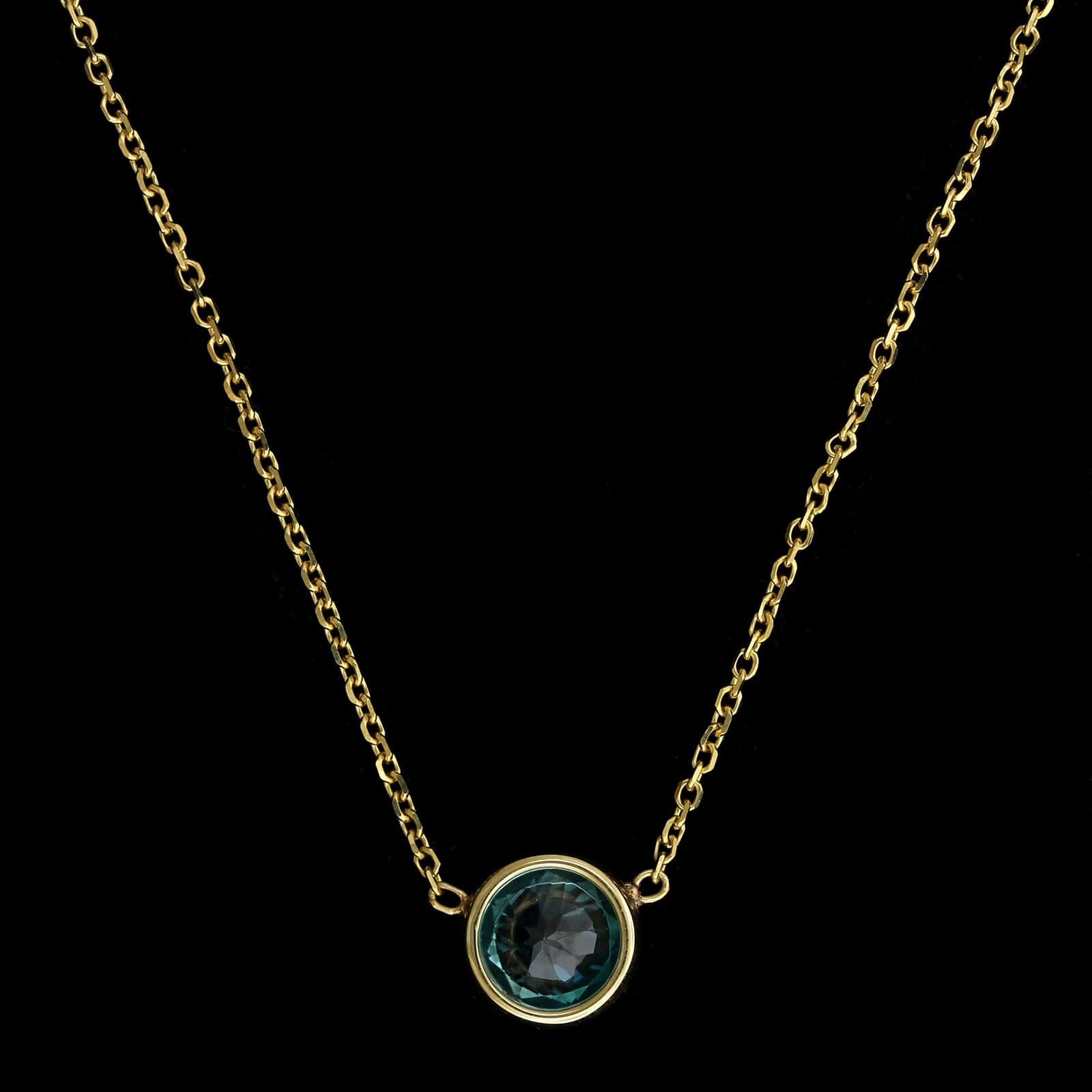 14K Yellow Gold Estate Blue Zircon Pendant