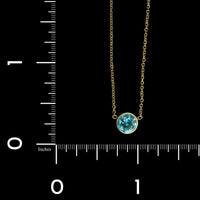 14K Yellow Gold Estate Blue Zircon Pendant