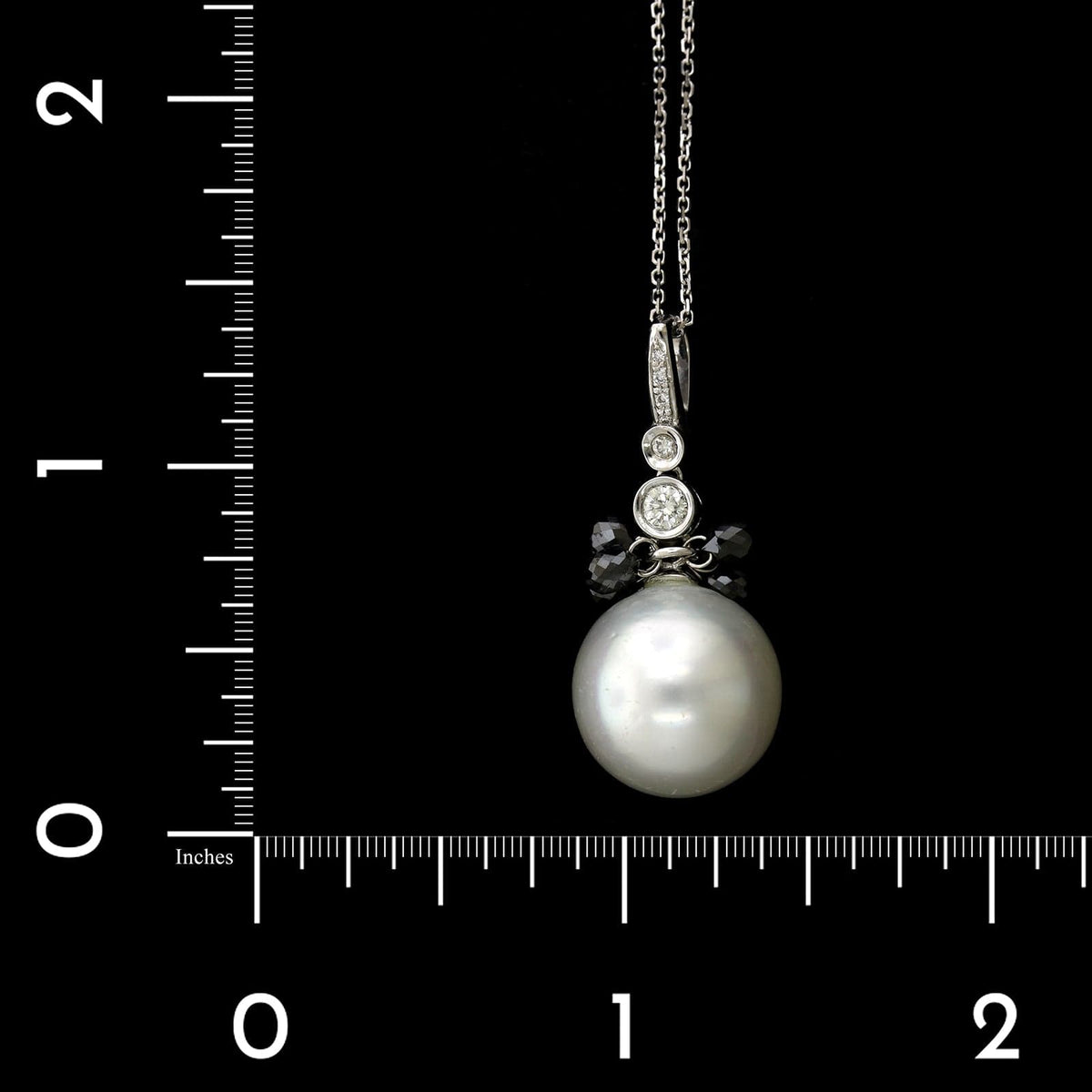 18K White Gold Estate South Sea Cultured Pearl and Diamond Pendant