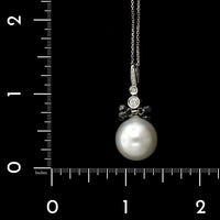 18K White Gold Estate South Sea Cultured Pearl and Diamond Pendant