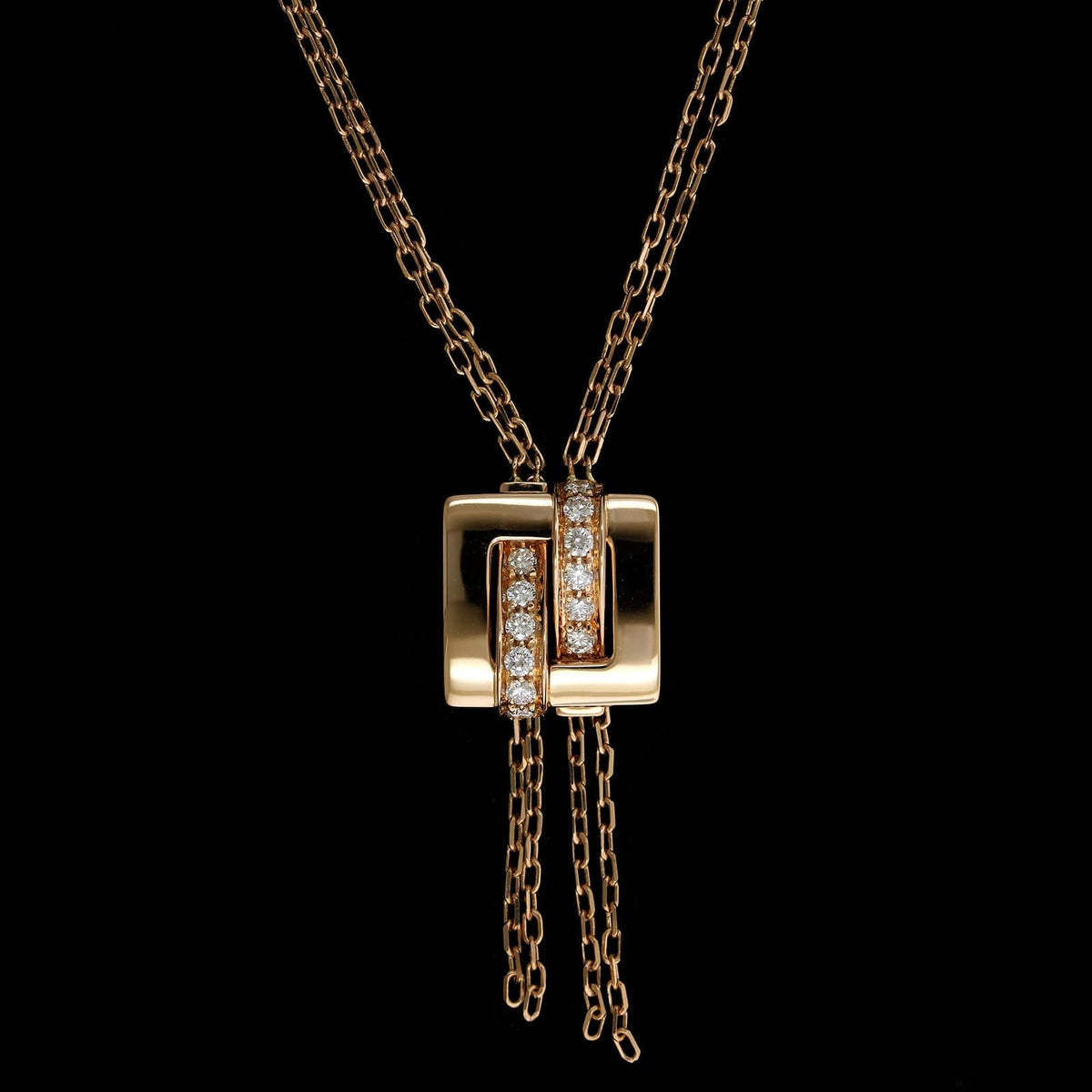 Boucheron 14K Rose Gold Estate Diamond Buckle Necklace