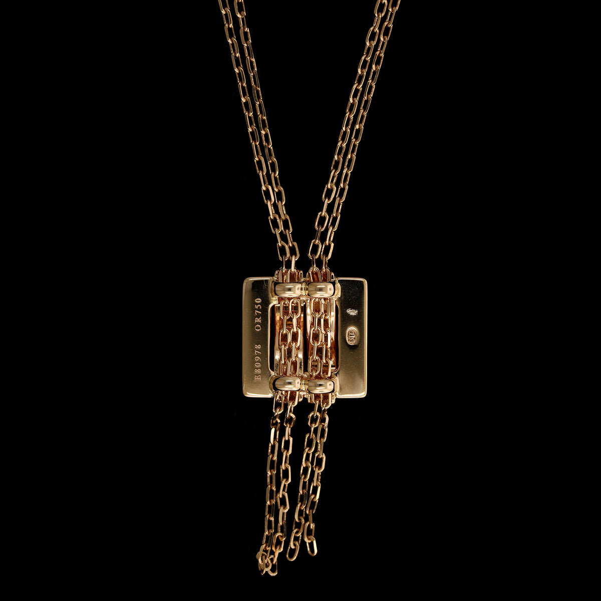 Boucheron 14K Rose Gold Estate Diamond Buckle Necklace
