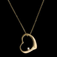 14K Yellow Gold Estate Diamond Heart Pendant