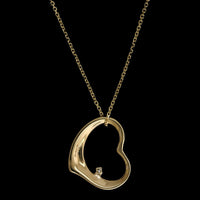14K Yellow Gold Estate Diamond Heart Pendant