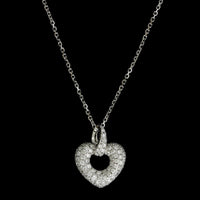 18K White Gold Estate Diamond Heart Pendant