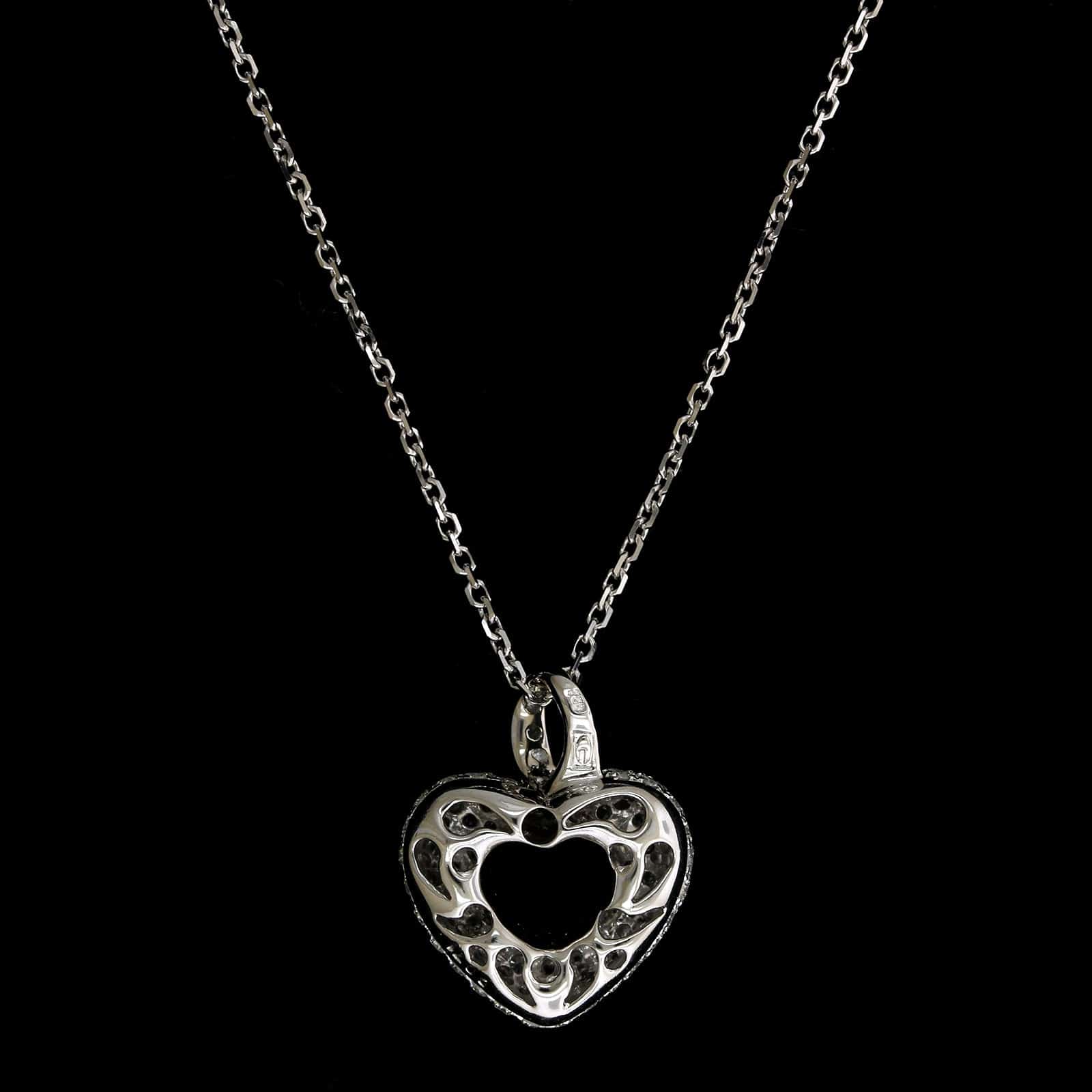 18K White Gold Estate Diamond Heart Pendant