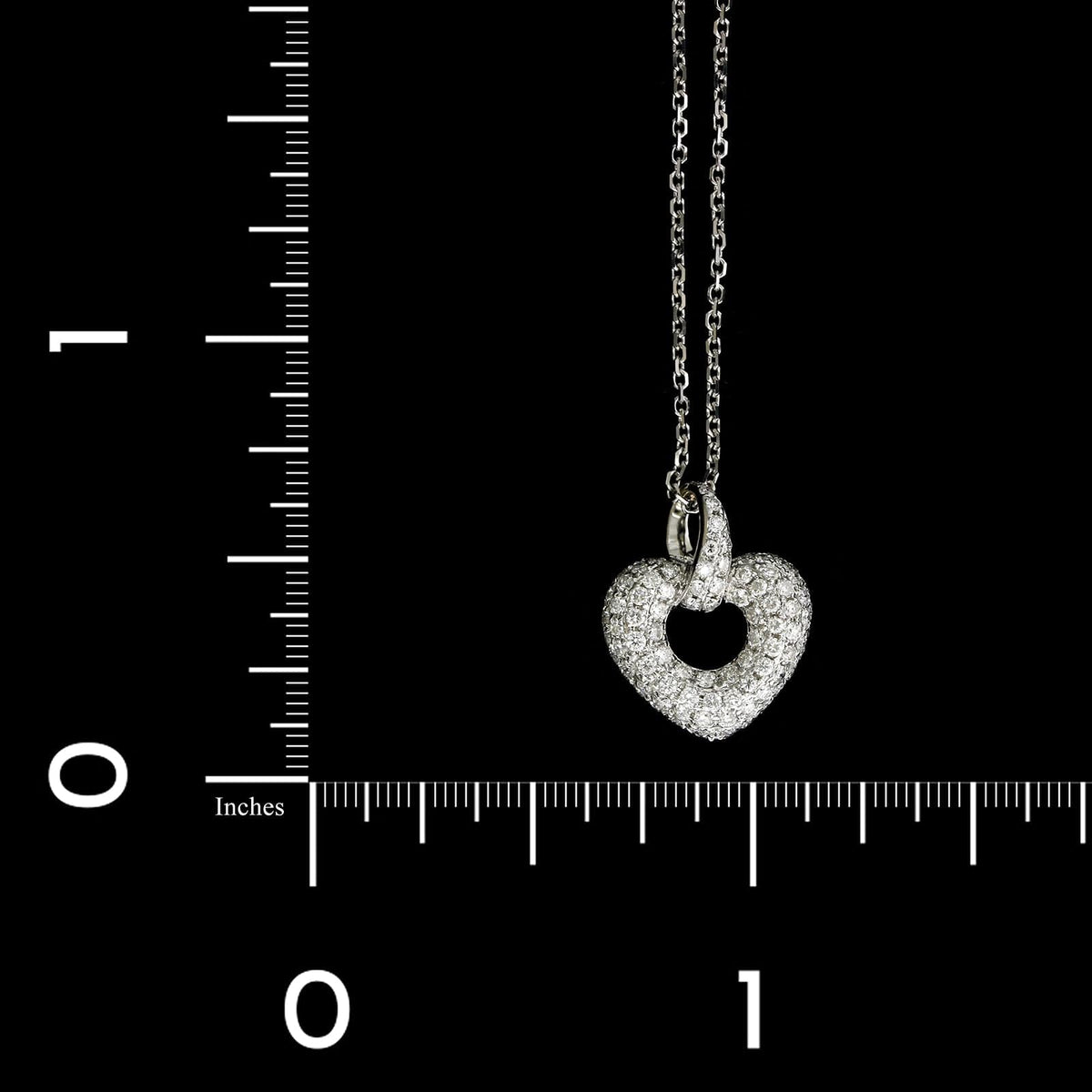 18K White Gold Estate Diamond Heart Pendant