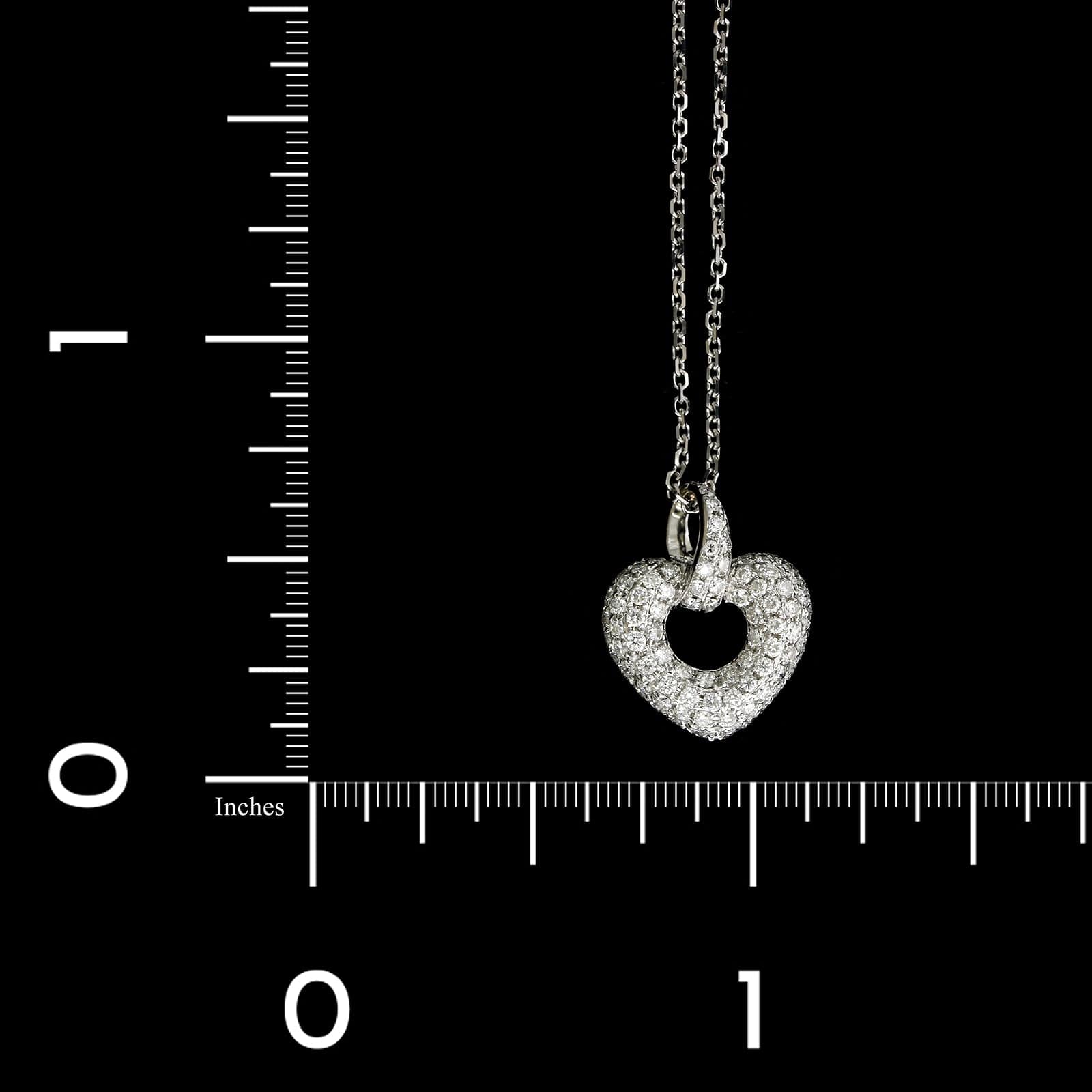18K White Gold Estate Diamond Heart Pendant