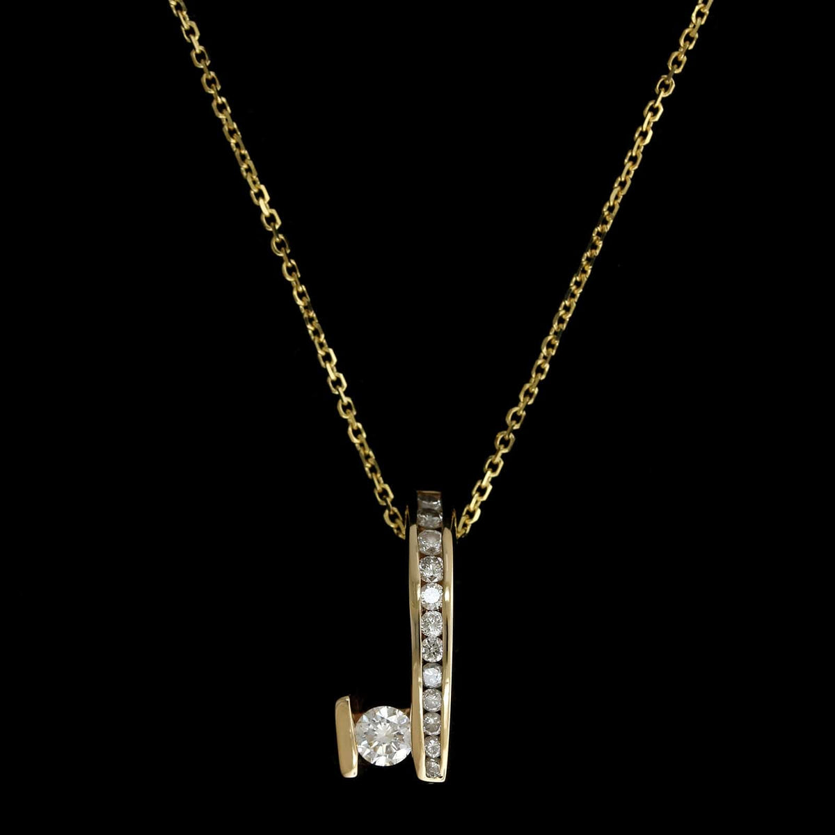 14K Yellow Gold Estate Diamond Pendant