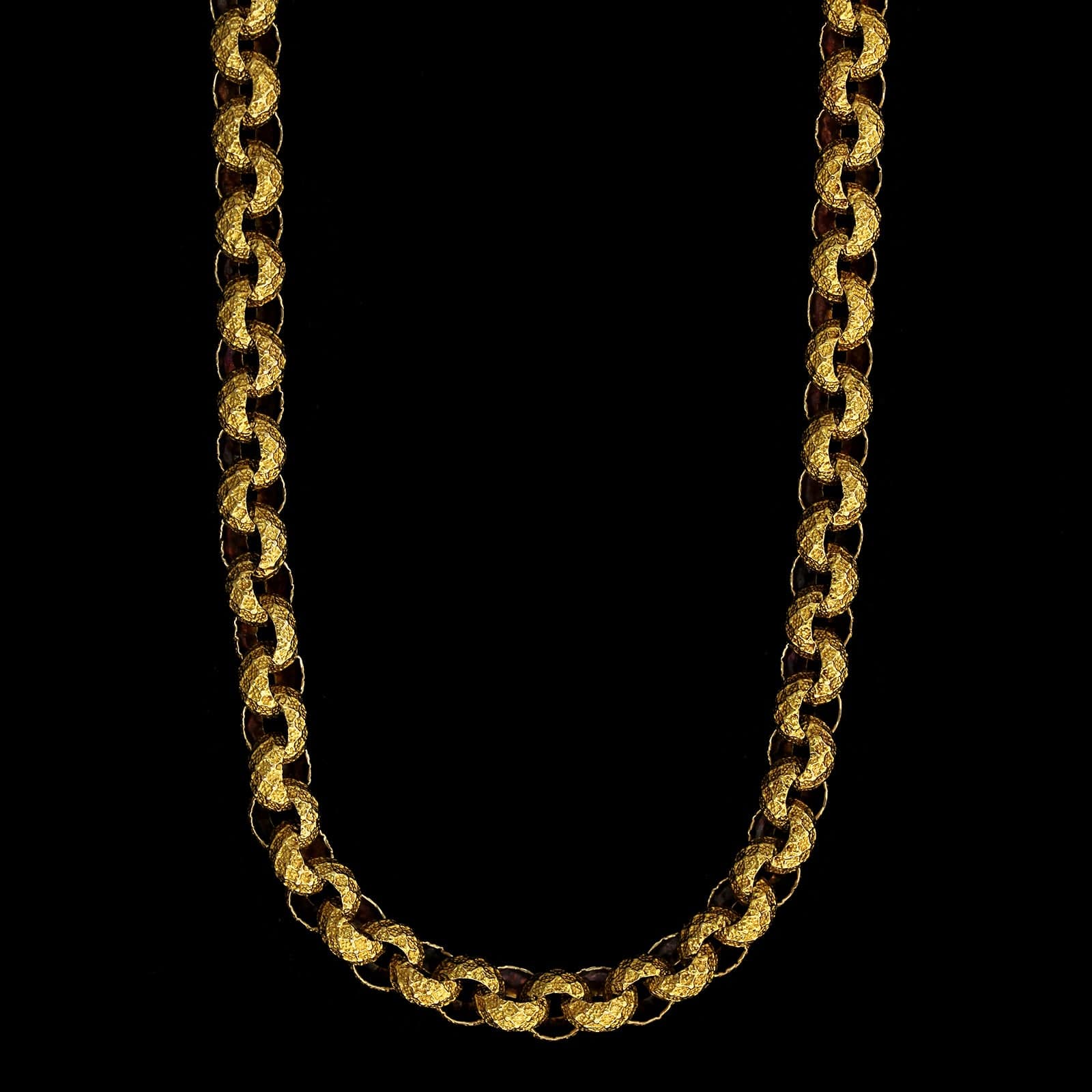 Antique 14K Yellow Gold Textured Longchain Necklace