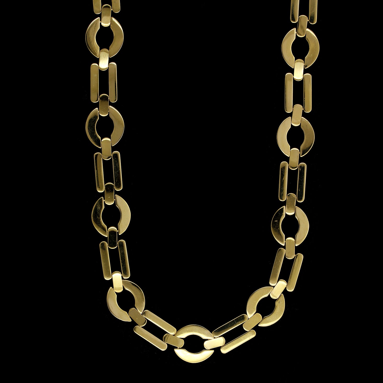 18K Two Tone Gold Estate Fancy Link Necklace