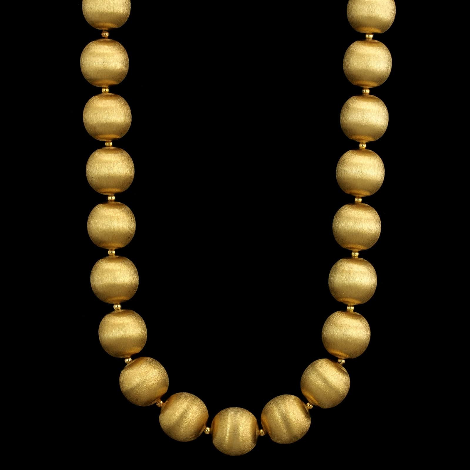 18K Yellow Gold Estate Textured Bead Necklace