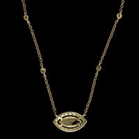 14K Yellow Gold Estate Opal and Diamond Pendant Necklace