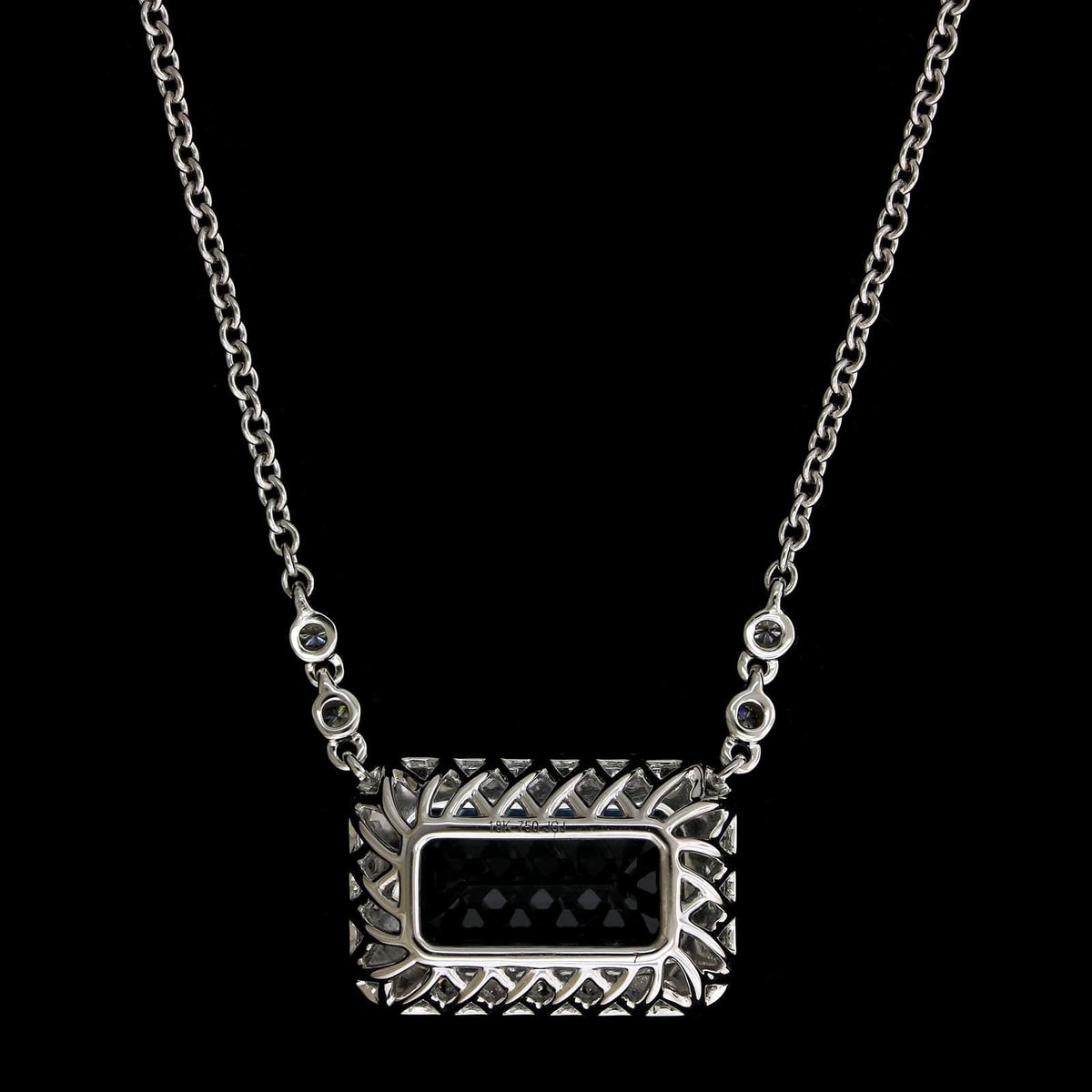 18K White Gold Estate Aquamarine and Diamond Pendant Necklace