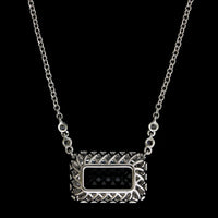 18K White Gold Estate Aquamarine and Diamond Pendant Necklace