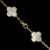 Van Cleef and Arpels 18K Yellow Gold Estate Mother of Pearl Alhambra 20 Station Necklace