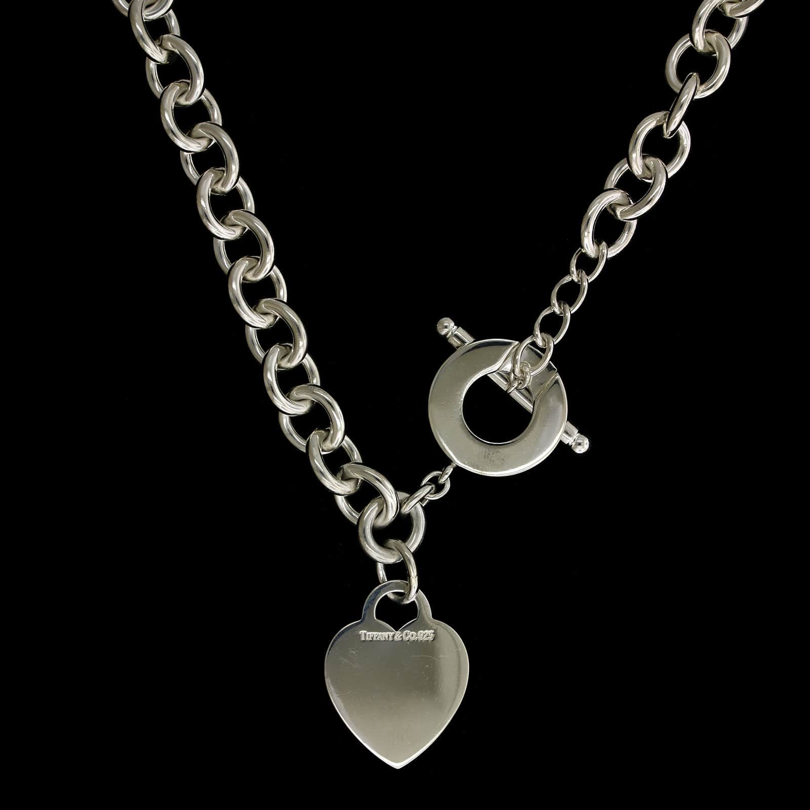 Tiffany & Co. Sterling Silver Estate Heart Tag Toggle Necklace