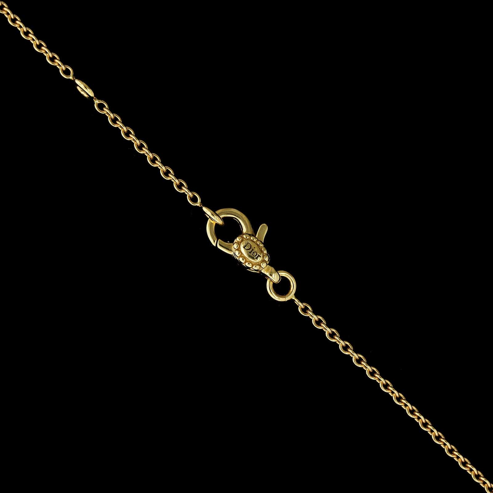 Dior 18K Yellow Gold Estate Emerald 'Mimirose' Necklace