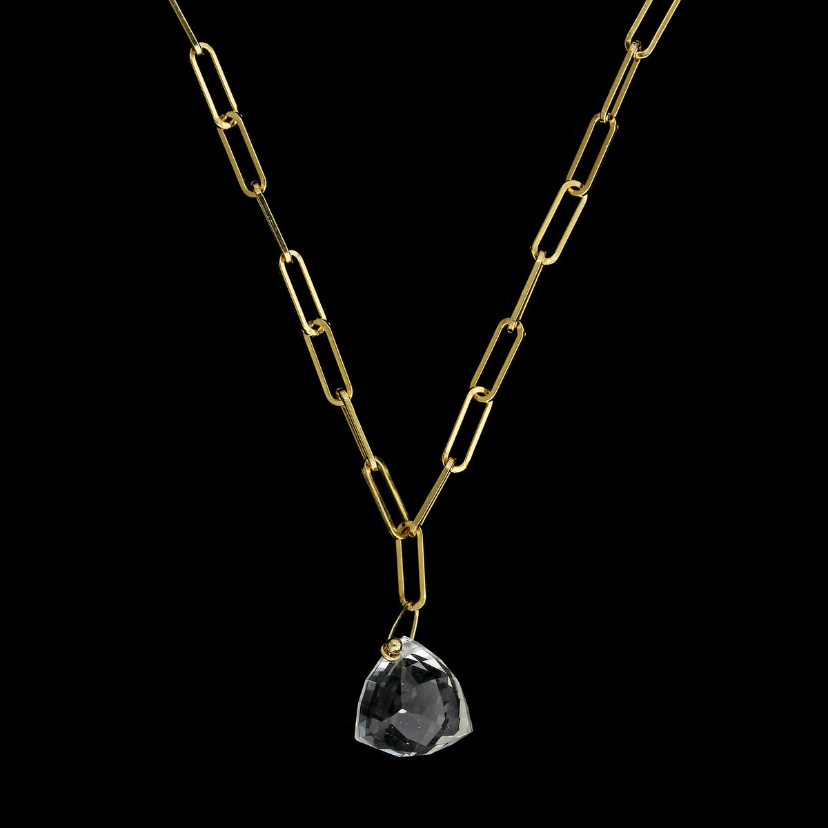 Anne Sportun 14K Yellow Gold Estate Crystal 'Luna Pyramid' Pendant Necklace