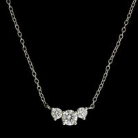 14K White Gold Estate Diamond Three Stone Pendant