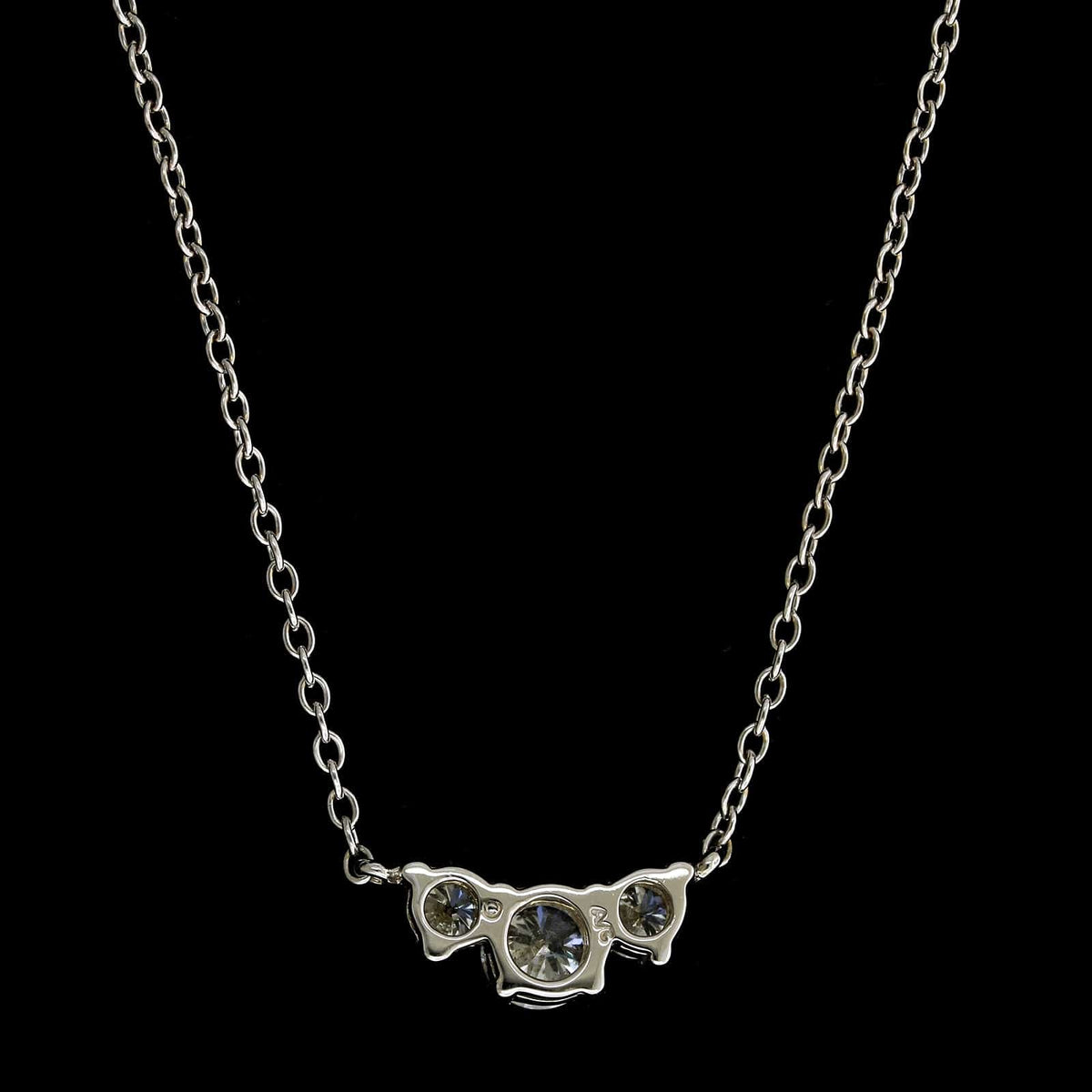 14K White Gold Estate Diamond Three Stone Pendant