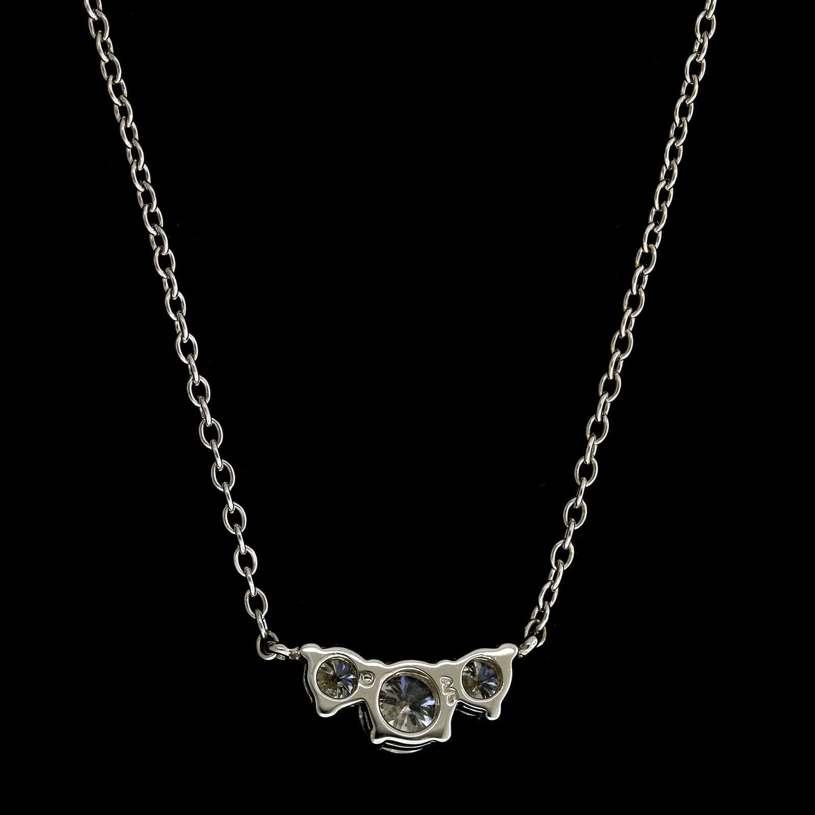 14K White Gold Estate Diamond Three Stone Pendant
