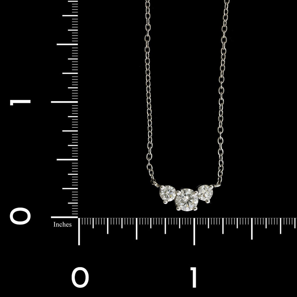 14K White Gold Estate Diamond Three Stone Pendant