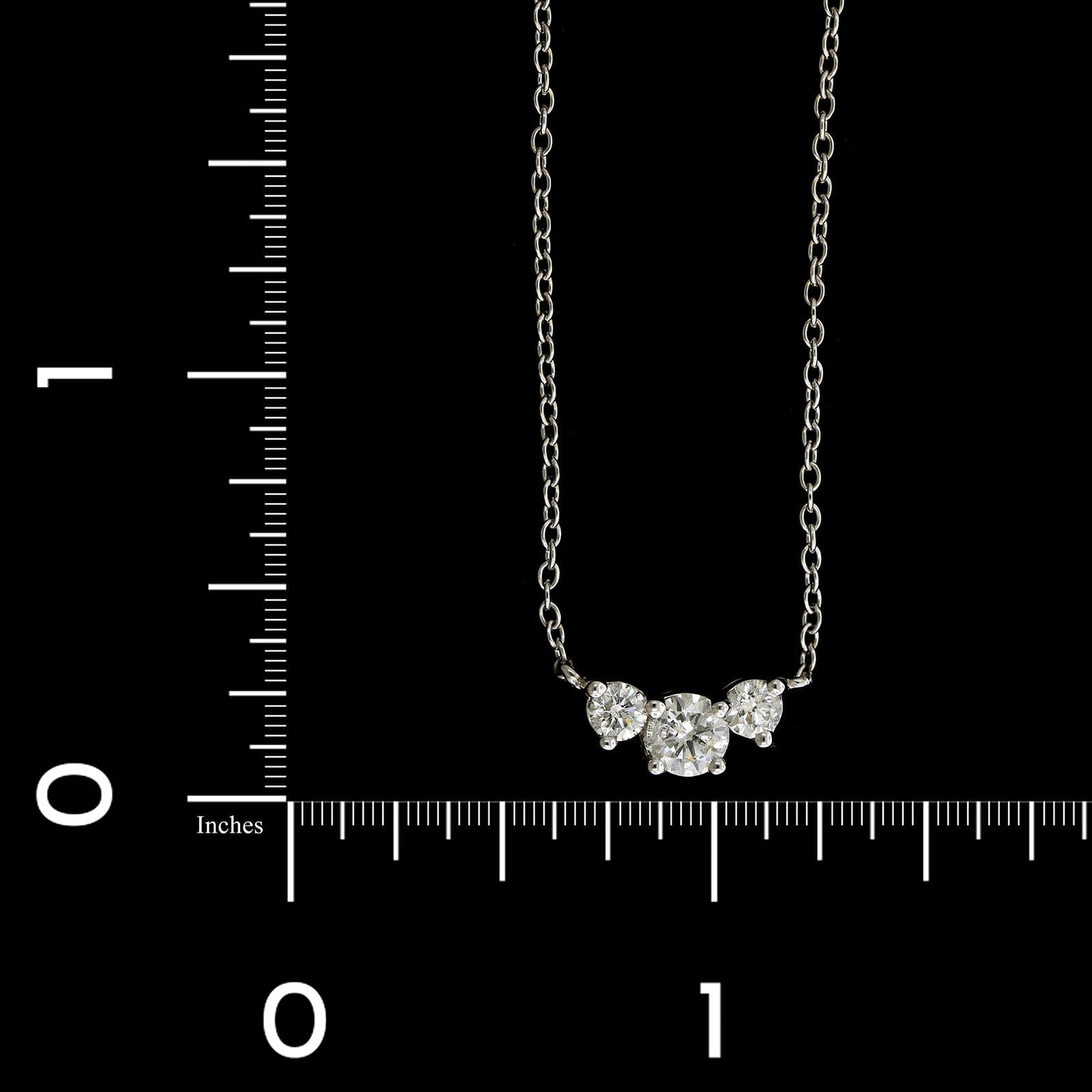14K White Gold Estate Diamond Three Stone Pendant