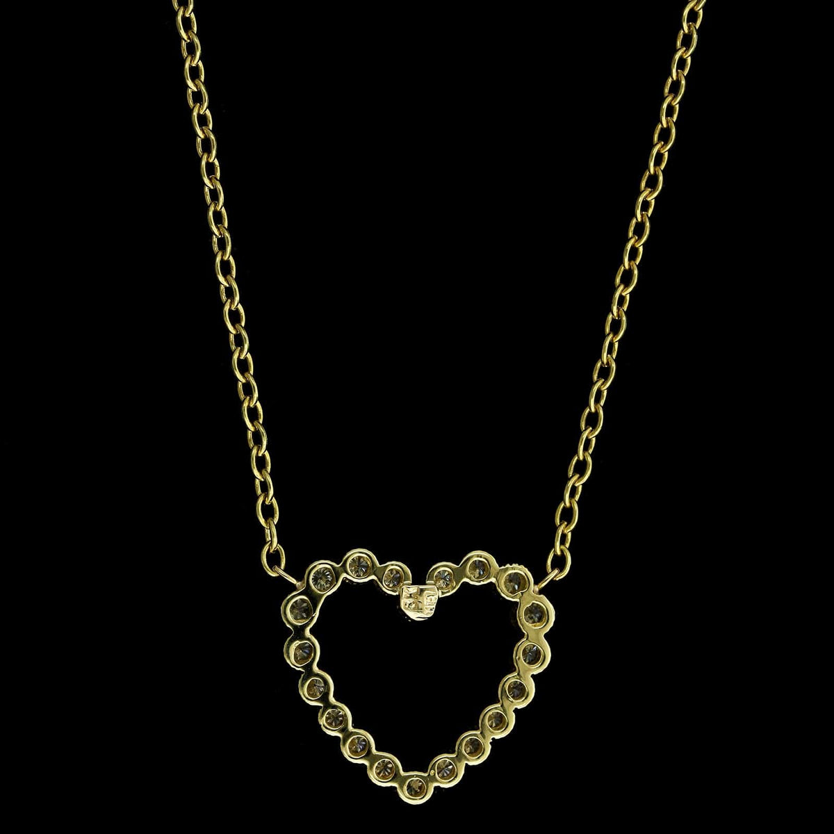 18K Yellow Gold Estate Diamond Heart Necklace