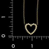18K Yellow Gold Estate Diamond Heart Necklace